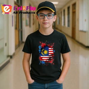 Tricou Malaysia Steag Splash Art, Copii | Dama | Barbat, culoare negru - Img 9