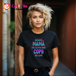 Tricou Mama Cei Mai Buni Copii Color, din bumbac 100%, tricou negru, Dama | Barbat - Img 3
