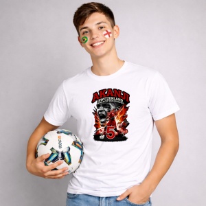 Tricou Manuel Akanji Switzerland World Cup Fifa 2026, din bumbac 100%, tricou alb, Copii | Dama | Barbat