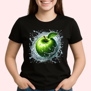 Tricou Mar verde si stropi limpezi, Fructe, Copii | Dama, culoare negru - Img 2
