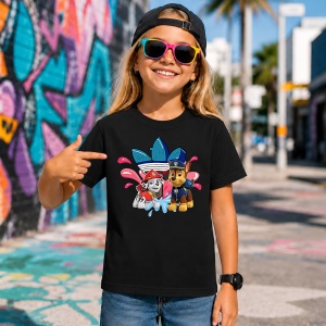 Tricou Marshall Si Chase Patrula Catelului Urban Splash Design, din bumbac 100%, tricou negru, Copii | Dama | Barbat - Img 7