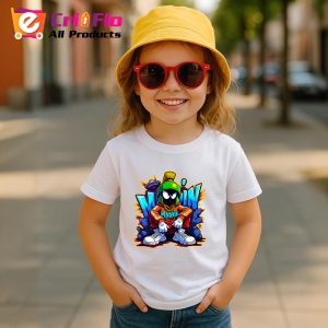 Tricou Marvin cu ochelari si hanorac neon pe fundal albastru Copii | Dama | Barbat Barbat - Img 14