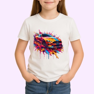 Tricou Masina de curse in miscare graffiti colorat Copii | Dama | Barbat - Img 4