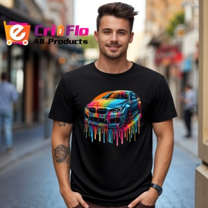 Tricou Masina in stil graffiti curcubeu fundal alb Copii | Dama | Barbat, culoare negru - Img 6