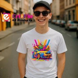 Tricou Masina sport acoperita cu vopsea graffiti Copii | Dama | Barbat - Img 5