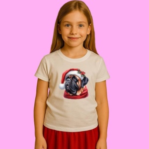 Tricou Mastiff Craciun Portret, din bumbac 100%, tricou alb, Copii | Dama | Barbat - Img 1