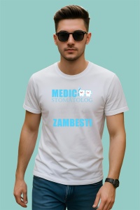 Tricou Medic Stomatolog Sau Motivul Pentru Care Inca Poti Sa Zambesti, din bumbac 100%, tricou alb, Dama | Barbat - Img 1