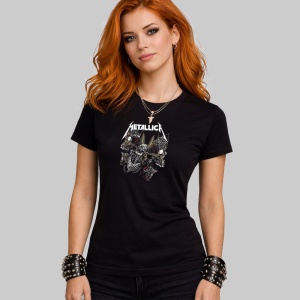 Tricou Metallica Corb Craniu, din bumbac 100%, tricou negru, Dama | Barbat - Img 3