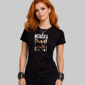 Tricou Metallica Trupa Vintage, din bumbac 100%, tricou negru, Dama | Barbat - Img 3