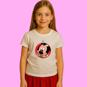 Tricou Mickey Glob Ornament Rosu, din bumbac 100%, tricou alb, Copii | Dama | Barbat - Img 2