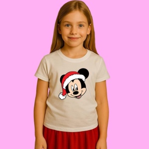 Tricou Mickey Mos Craciun Rosu, din bumbac 100%, tricou alb, Copii | Dama | Barbat - Img 2