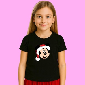 Tricou Mickey Mos Craciun Zambitor, din bumbac 100% Copii | Dama | Barbat - Img 2