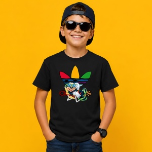 Tricou Mickey Mouse Colorful Logo Happy Vibe Urban Street Art, din bumbac 100%, tricou negru, Copii | Dama | Barbat