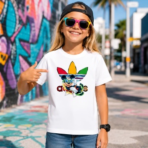 Tricou Mickey Mouse Colorful Logo Happy Vibe Urban Street Art, din bumbac 100% Copii | Dama | Barbat - Img 4