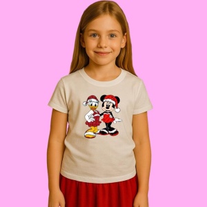 Tricou Mickey Si Minnie Tinute De Craciun, din bumbac 100%, tricou alb, Copii | Dama | Barbat - Img 2