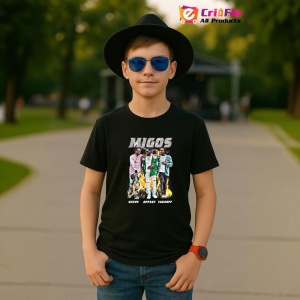 Tricou Migos - Pink & Silver Theme, muzica Hip-Hop / Trap, Dama | Barbat | Copii, Culoare Negru - Img 5