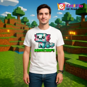 Tricou Minecraft Axolotl Albastru Tricou Alb Copii | Dama | Barbat