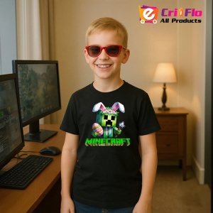 Tricou Minecraft Creeper Iepuras Tricou Negru Copii | Dama | Barbat - Img 8