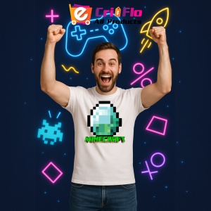 Tricou Minecraft Diamant Pixelat Tricou Alb Copii | Dama | Barbat - Img 4
