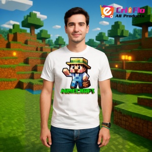 Tricou Minecraft Fermier Pixelat Tricou Alb Copii | Dama | Barbat