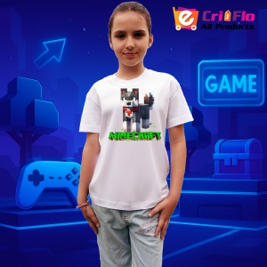 Tricou Minecraft Lupul Curajos Tricou Alb Copii | Dama | Barbat - Img 2
