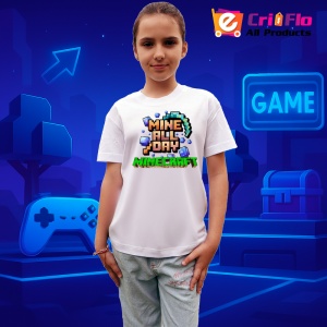 Tricou Minecraft Mine All Day Tricou Alb Copii | Dama | Barbat - Img 2