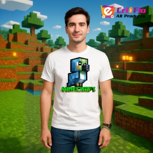 Tricou Minecraft Papagal Pixelat Tricou Alb Copii | Dama | Barbat