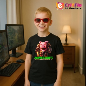 Tricou Minecraft Porcul De Foc Tricou Negru Copii | Dama | Barbat - Img 9