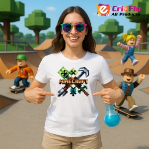 Tricou Minecraft Unelte Minecraft Tricou Alb Copii | Dama | Barbat - Img 3