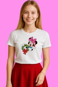 Tricou Minnie Cu Coronita Si Fundita, din bumbac 100%, tricou alb, Copii | Dama | Barbat - Img 1