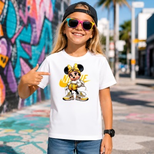 Tricou Minnie Mouse Hypebeast Tenisi Galbeni Urban Street Fashion, din bumbac 100% Copii | Dama | Barbat - Img 4