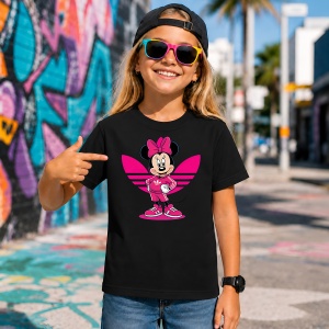Tricou Minnie Mouse Pink Tracksuit Street Fashion Urban Girl, din bumbac 100%, tricou negru, Copii | Dama | Barbat - Img 7