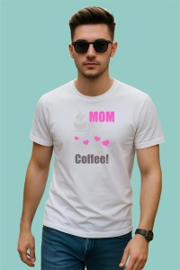 Tricou Mom Twins Need Coffee, din bumbac 100%, tricou alb, Dama | Barbat