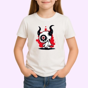 Tricou Monstrulet Alb Negru Amuzant Limba Rosie, din bumbac 100% , tricou alb pentru Copii | Dama | Barbat