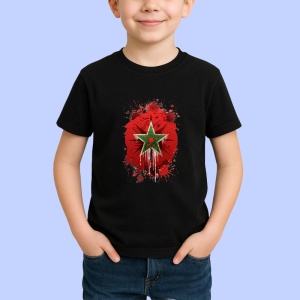 Tricou Morocco Steag Splash Art, Copii | Dama | Barbat, culoare negru - Img 3