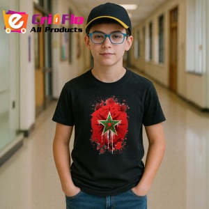 Tricou Morocco Steag Splash Art, Copii | Dama | Barbat, culoare negru - Img 10