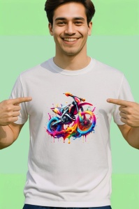 Tricou Motocicleta pop art graffiti fundal alb Copii | Dama | Barbat - Img 2