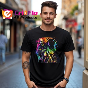 Tricou Motociclist neon cu efecte de viteza Copii | Dama | Barbat, culoare negru - Img 6