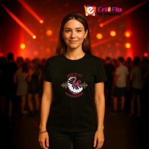 Tricou Music Is Life Pian Inima, Copii | Dama | Barbat, culoare negru - Img 10