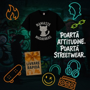 Tricou namaste madafakas Negru, Copii | Dama | Barbat - Img 11