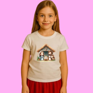 Tricou Nasterea Domnului Cu Sfanta Familie, din bumbac 100%, tricou alb, Copii | Dama | Barbat
