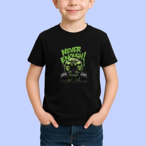 Tricou Never Enough Hulk Haltere, Copii | Dama | Barbat, culoare negru - Img 2