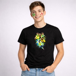 Tricou Neymar Brazil World Cup Fifa 2026 V2, din bumbac 100%, tricou negru, Copii | Dama | Barbat - Img 3