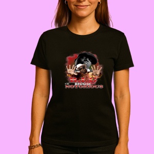 Tricou Notorious B.I.G. - Red Theme, muzica Alternative / Electropop / Rap Rock, Dama | Barbat | Copii, Culoare Negru - Img 3