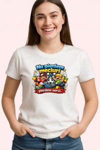 Tricou Nu Pierdem Meciuri Pierdem Nervi Fotbal V1, din bumbac 100% , tricou alb pentru Copii | Dama | Barbat