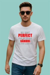 Tricou Nu Sunt Perfect Dar Ma Sperie Gandul Ca Pot Ajunge, din bumbac 100% , tricou alb pentru Copii | Dama | Barbat - Img 3