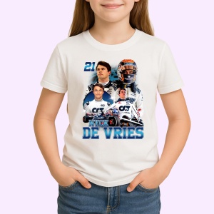Tricou Nyck De Vries Colaj Costum Alb Echipa Formula 1, Copii | Dama | Barbat - Img 3