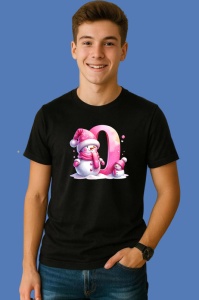 Tricou O Litera Craciun Roz Cu Om De Zapada Fulgi De Zapada, din bumbac 100% Copii | Dama | Barbat - Img 2