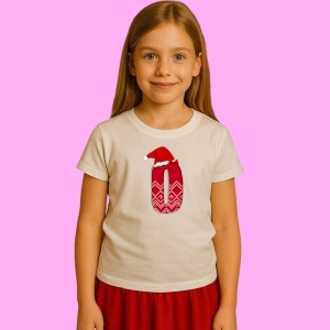 Tricou O Litera Rosie Cu Caciulita Si Inimioare Albe, din bumbac 100% Copii | Dama | Barbat
