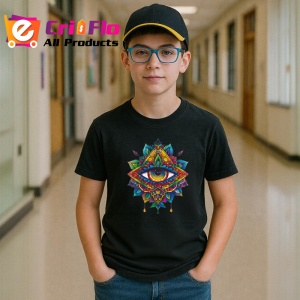 Tricou Ochi mandala amestec de foc elementar, Copii | Dama | Barbat , tricou negru - Img 6